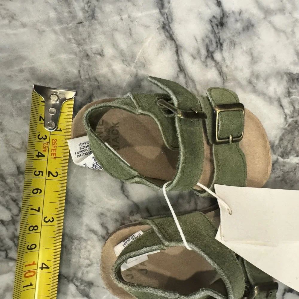 Janie and Jack Sandals Baby 6-12M GREEN Suede ~ Leather Buckle Strap Summer NWT